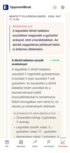Mentett MI-elemzés a teljesítmény változásáról: összefoglaló, az MI által javulónak ítélt tendencia a kapcsolódó bejegyzésekkel és egy javasolt következő lépés.